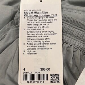 Lululemon Athletica Gray Modal High-Rise Wide-Leg Lounge Pant